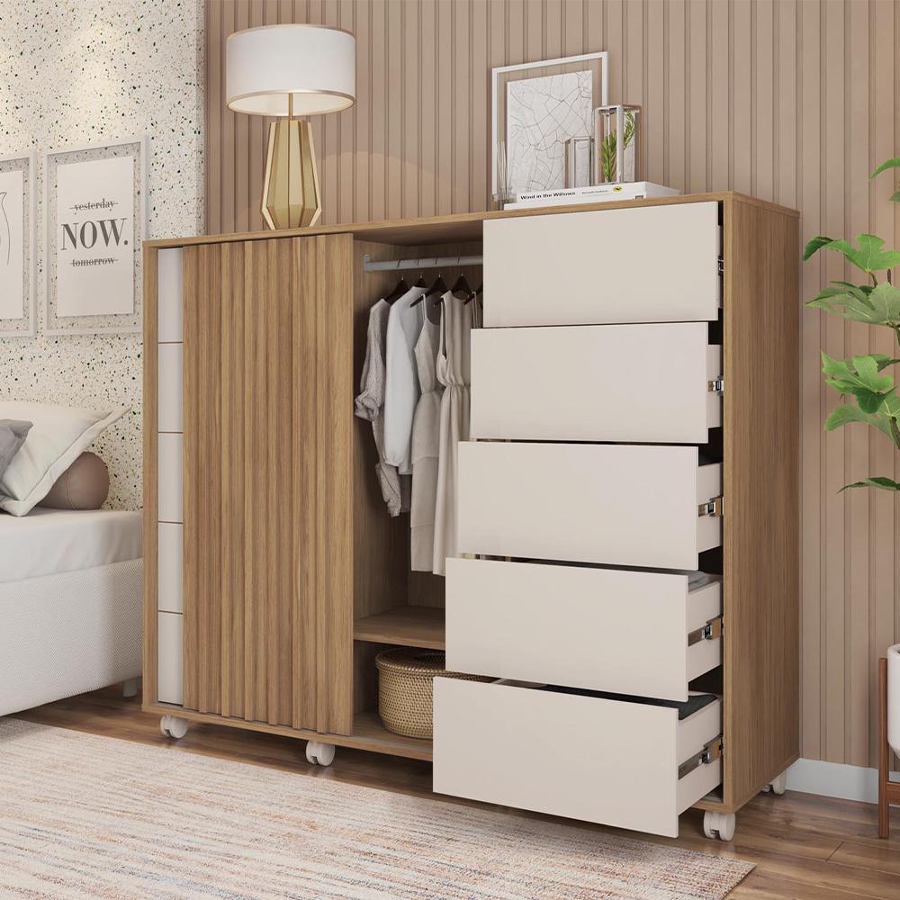 Cômoda Sapateira 2 Portas 5 Gavetas  Marrom Pegasus Caemmun