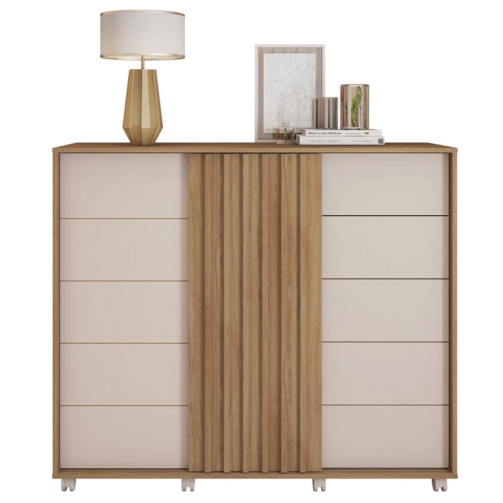 Cômoda Sapateira 2 Portas 5 Gavetas  Marrom Pegasus Caemmun