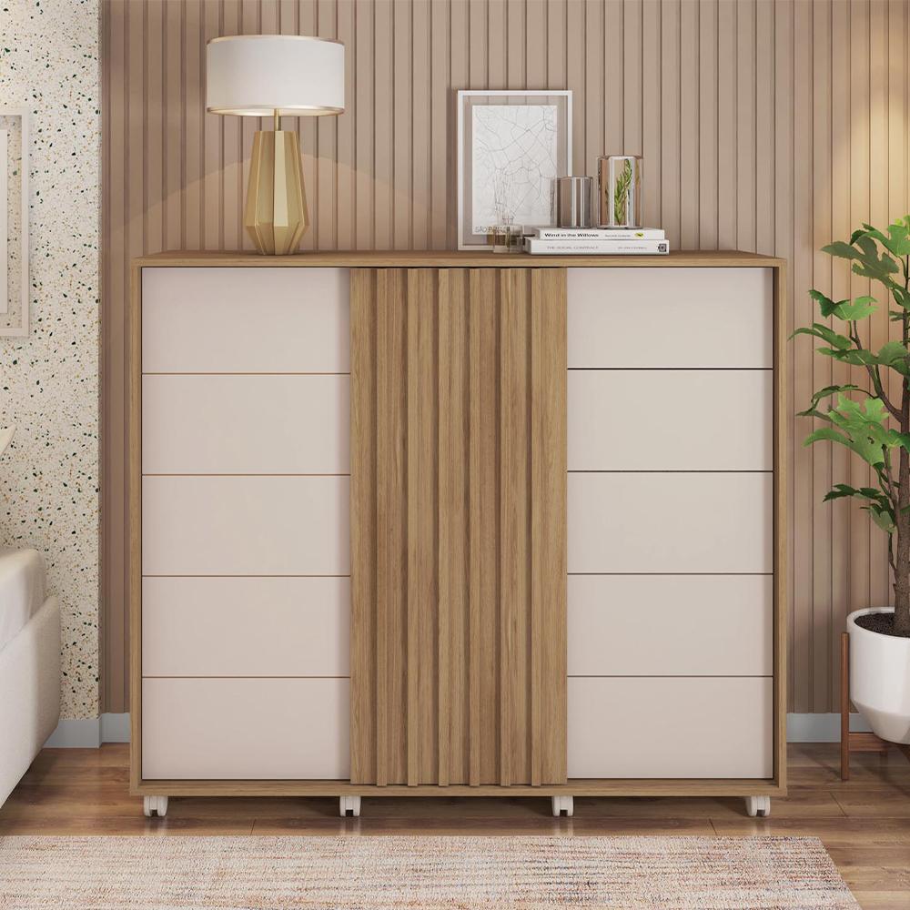Cômoda Sapateira 2 Portas 5 Gavetas  Marrom Pegasus Caemmun