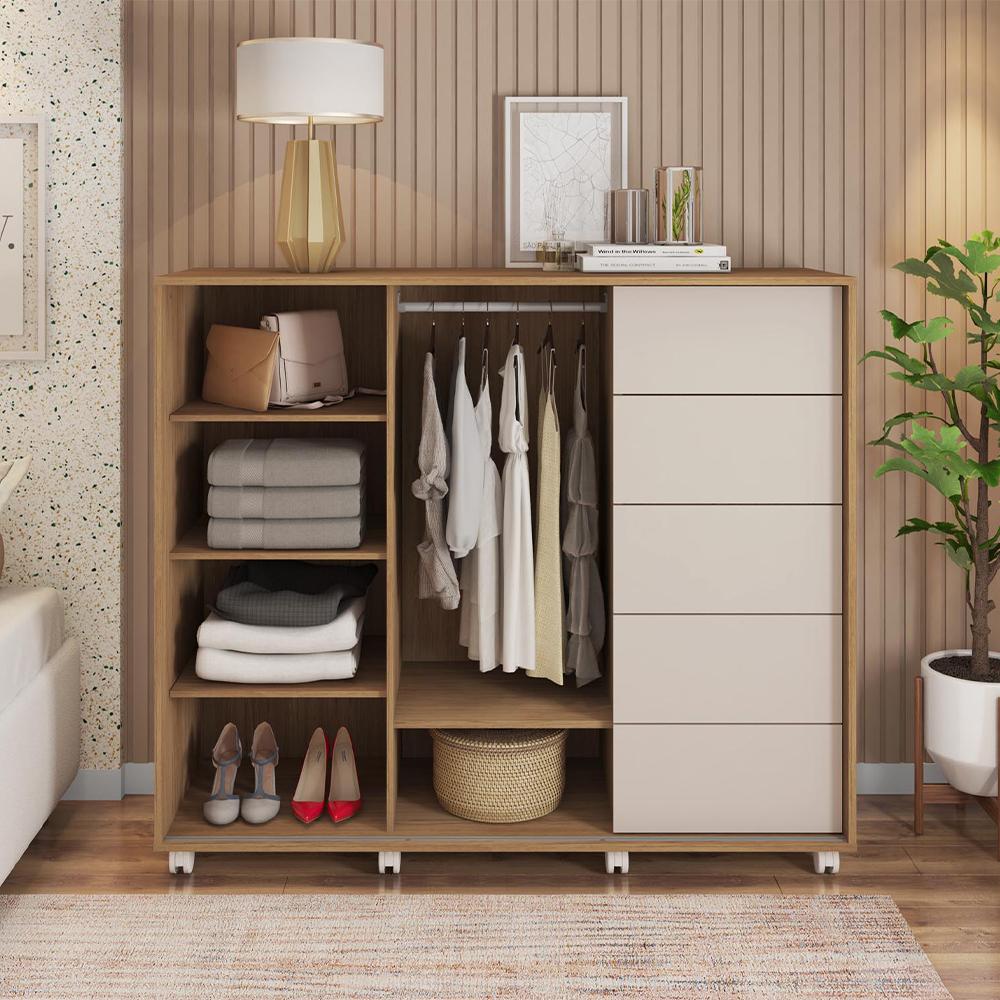 Cômoda Sapateira 2 Portas 5 Gavetas  Marrom Pegasus Caemmun