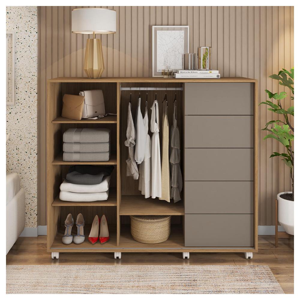 Cômoda Sapateira 2 Portas 5 Gavetas Marrom Pegasus Caemmun