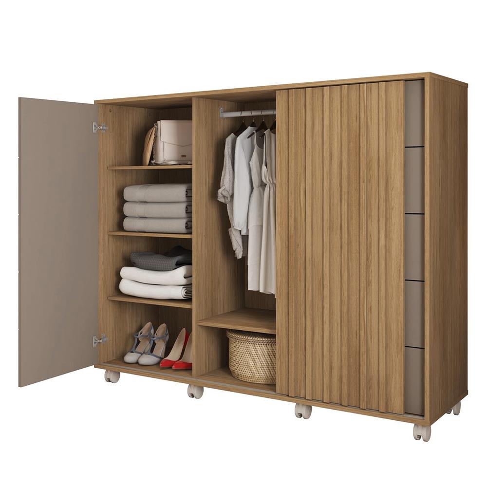 Cômoda Sapateira 2 Portas 5 Gavetas Marrom Pegasus Caemmun