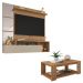 Conjunto Sala De Estar Mesa Painel Inbox Marrom Caemmun