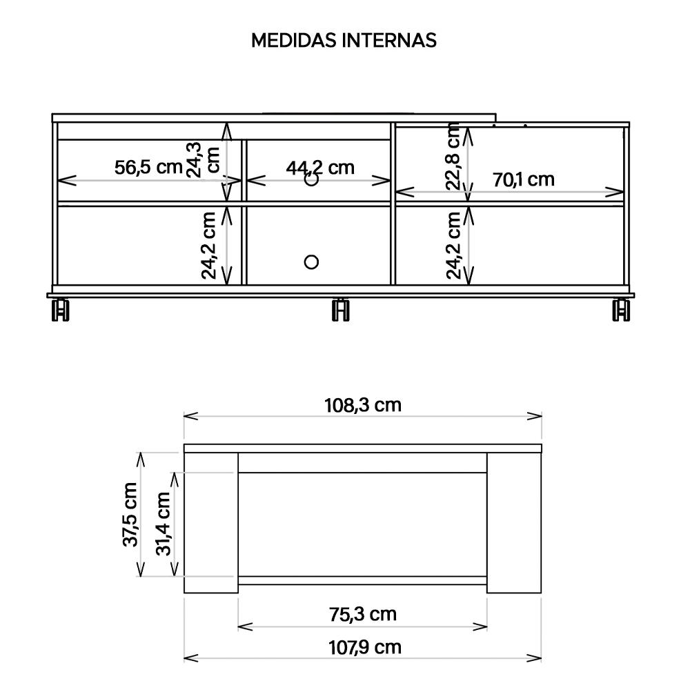 Conjunto Sala de Estar Bancada Mesa Marrom Harmony Caemmun
