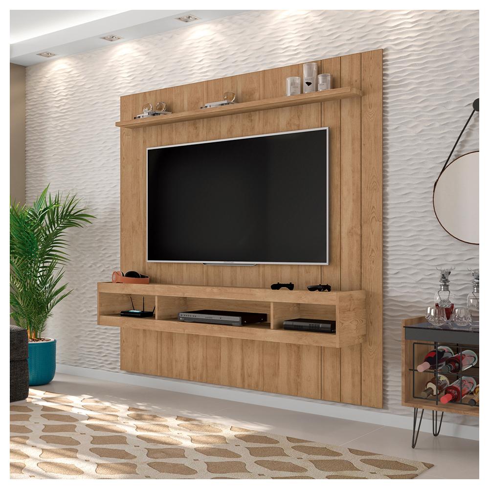 Conjunto Sala de Estar Painel Mesa Marrom Norton Caemmun
