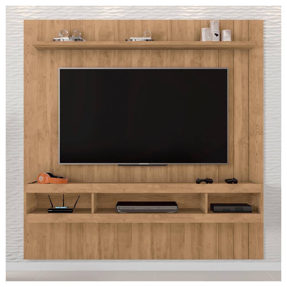 Conjunto Sala de Estar Painel Mesa Marrom Norton Caemmun