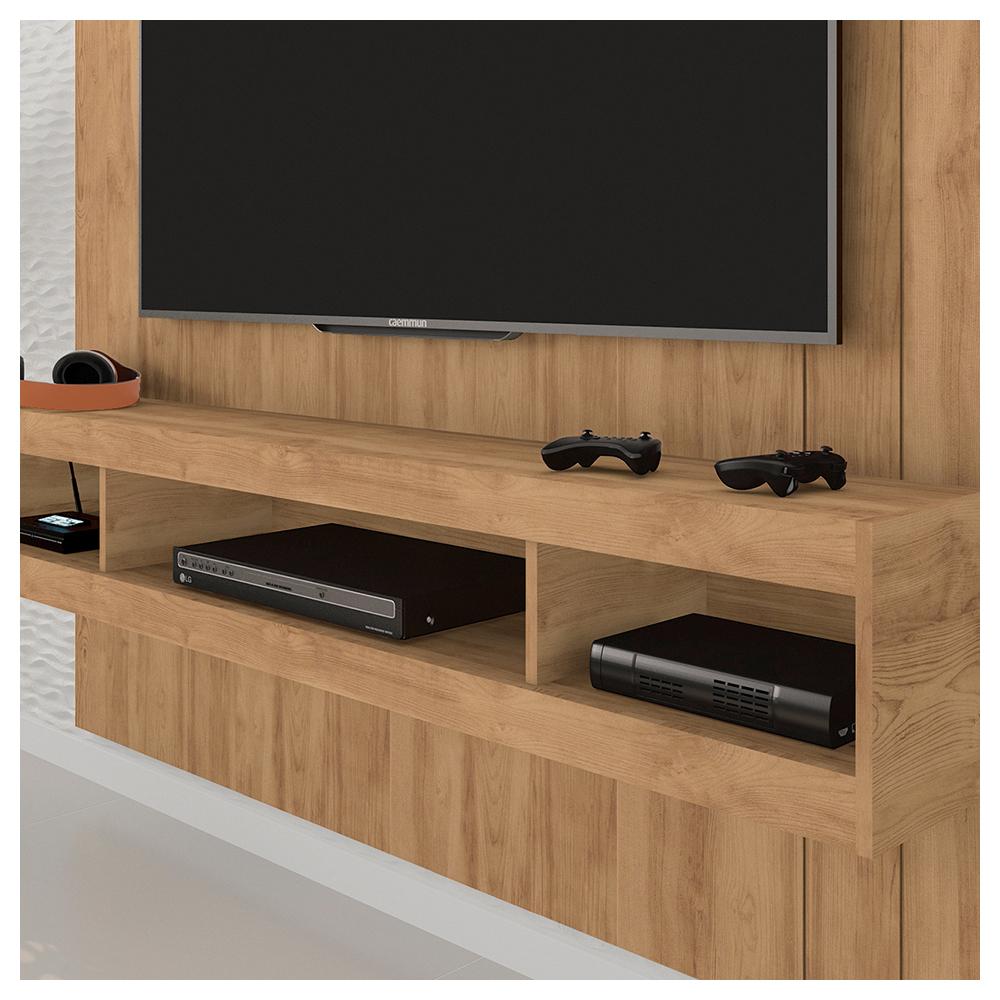 Conjunto Sala de Estar Painel Mesa Marrom Norton Caemmun