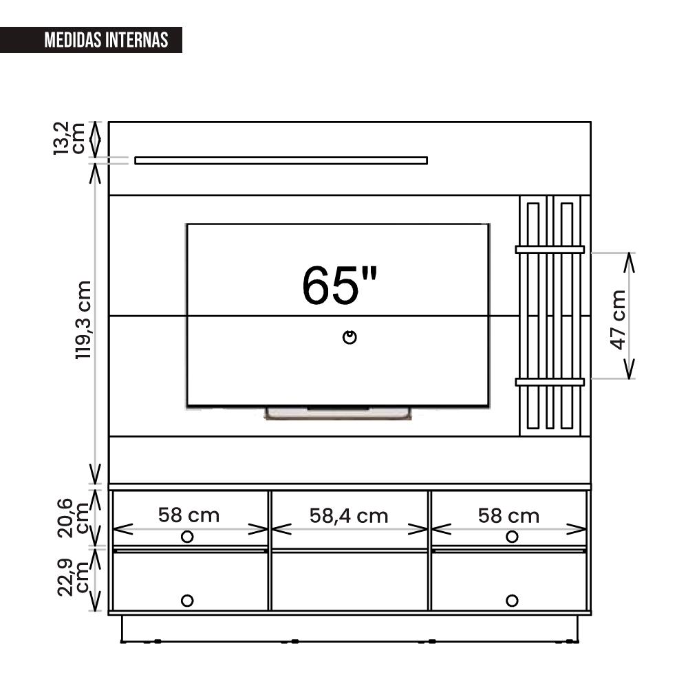 Estante Home Para TV Até 65 Polegadas 2 Portas Clap Caemmun