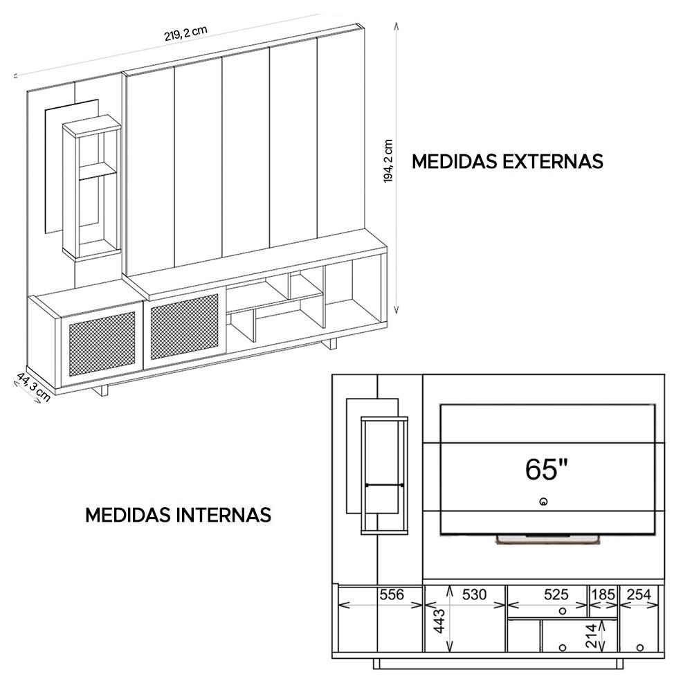 Estante Home Para TV até 65 Polegadas 2 Portas Linus Caemmun
