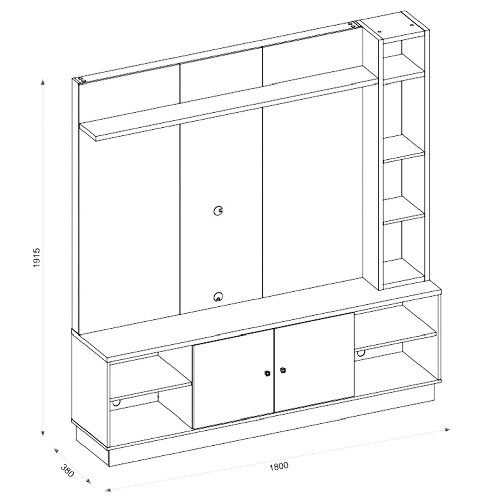 Estante Home Theater Até 65 Polegadas Pilar Havana Off White