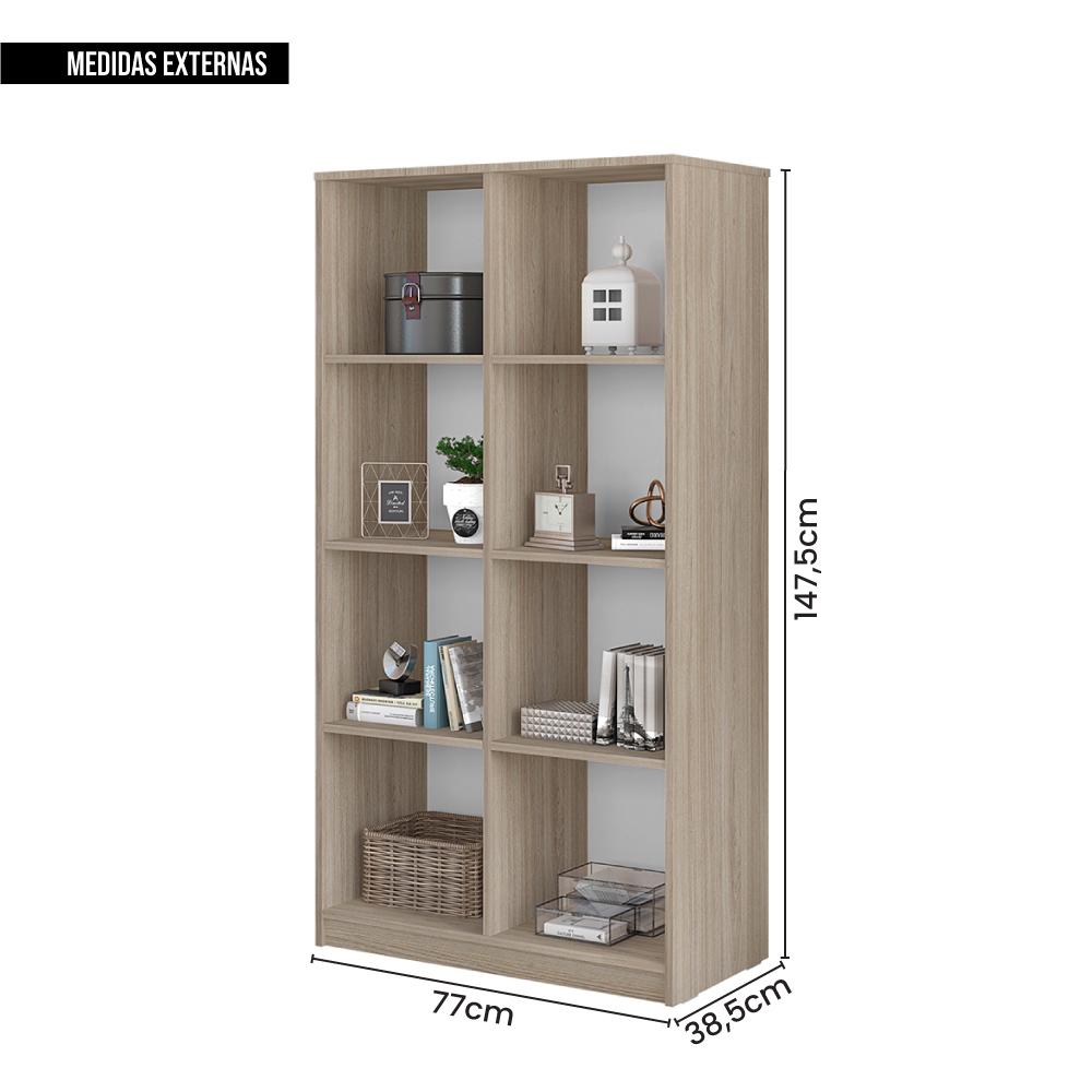 Estante Livreiro Multiuso 8 Nichos Branco Side Caemmun