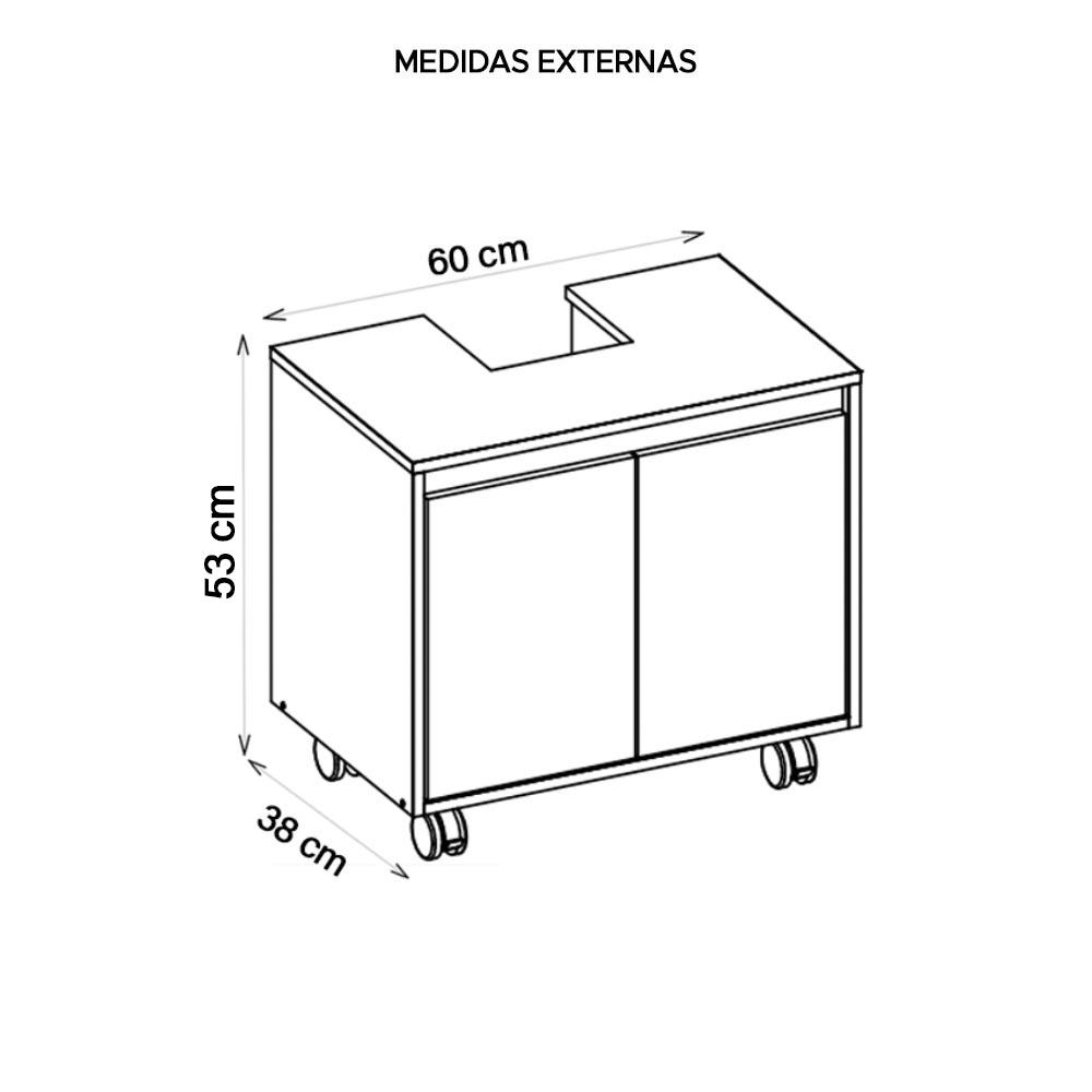 Gabinete Armário Para Banheiro 2 Portas Clean Preto Caemmun