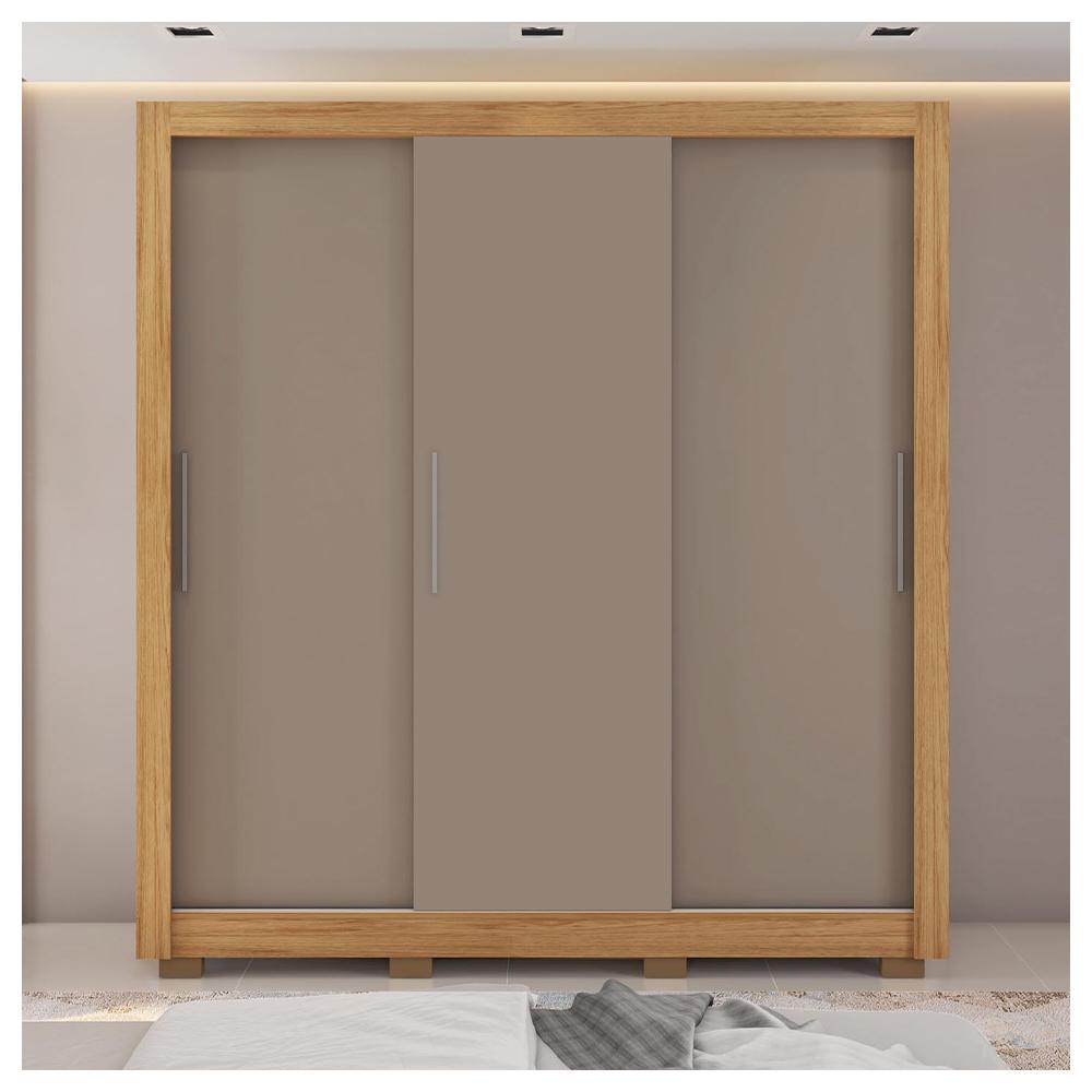 Guarda Roupa Casal 3 Portas 2 Gavetas Com 8 Pés Marrom