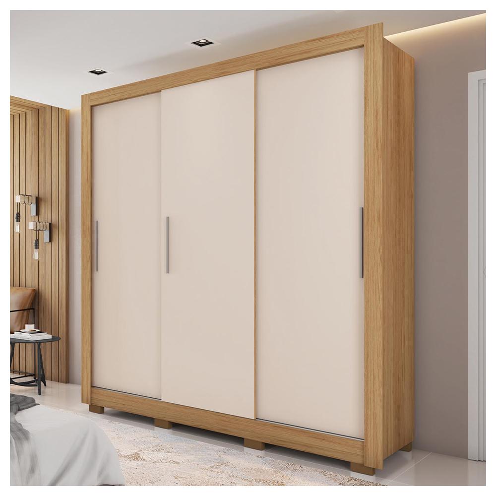 Guarda Roupa Casal 3 Portas 2 Gavetas Com 8 Pés Marrom