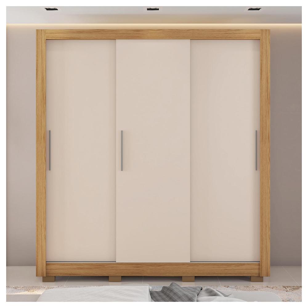 Guarda Roupa Casal 3 Portas 2 Gavetas Com 8 Pés Marrom
