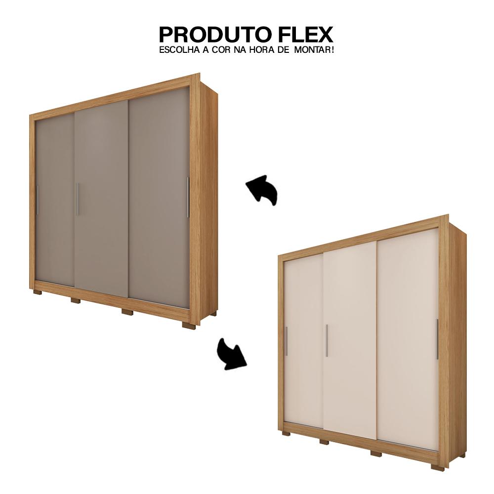 Guarda Roupa Casal 3 Portas 2 Gavetas Com 8 Pés Marrom