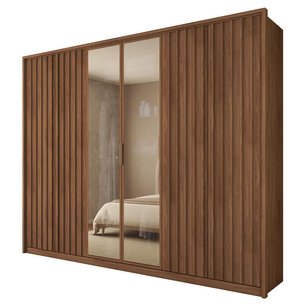 Guarda Roupa Casal 6 Portas 2 Espelhos Centurium Marrom