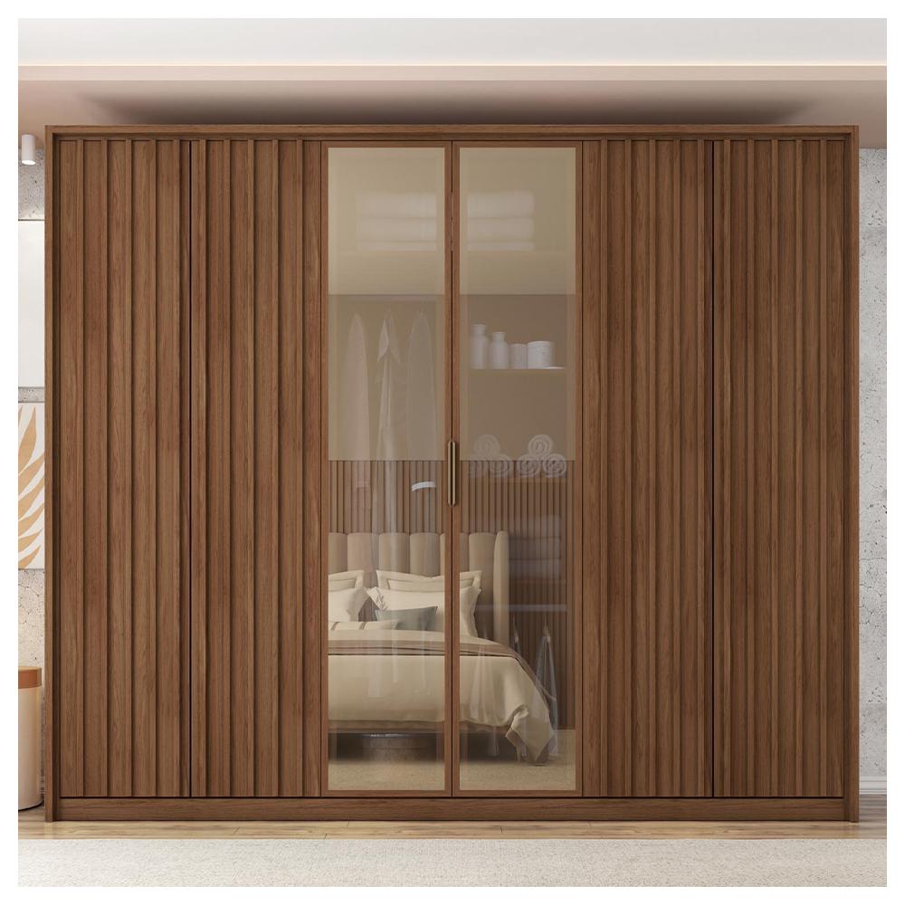 Guarda Roupa Casal 6 Portas 2 Espelhos Centurium Marrom