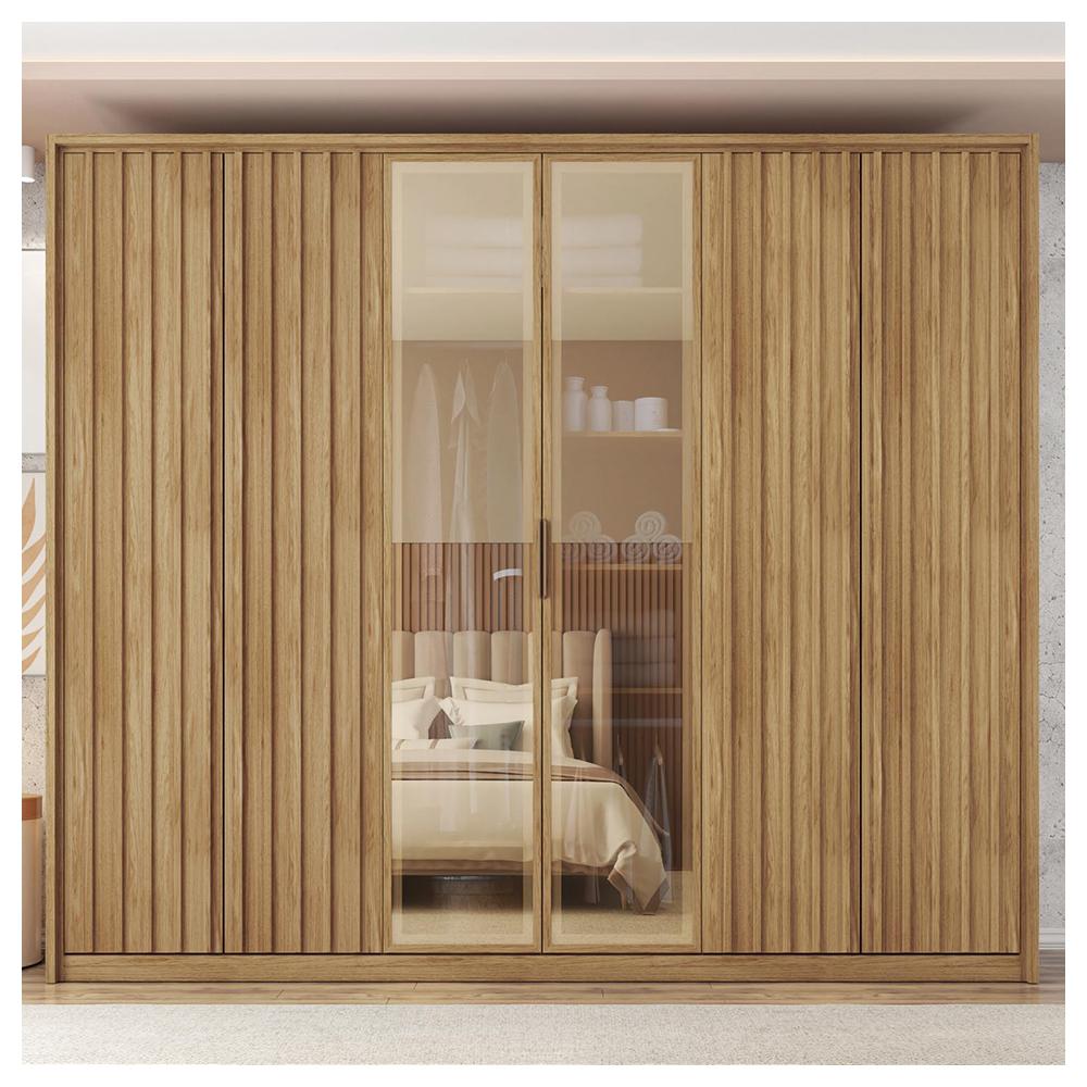Guarda Roupa Casal 6 Portas 2 Espelhos Marrom Centurium