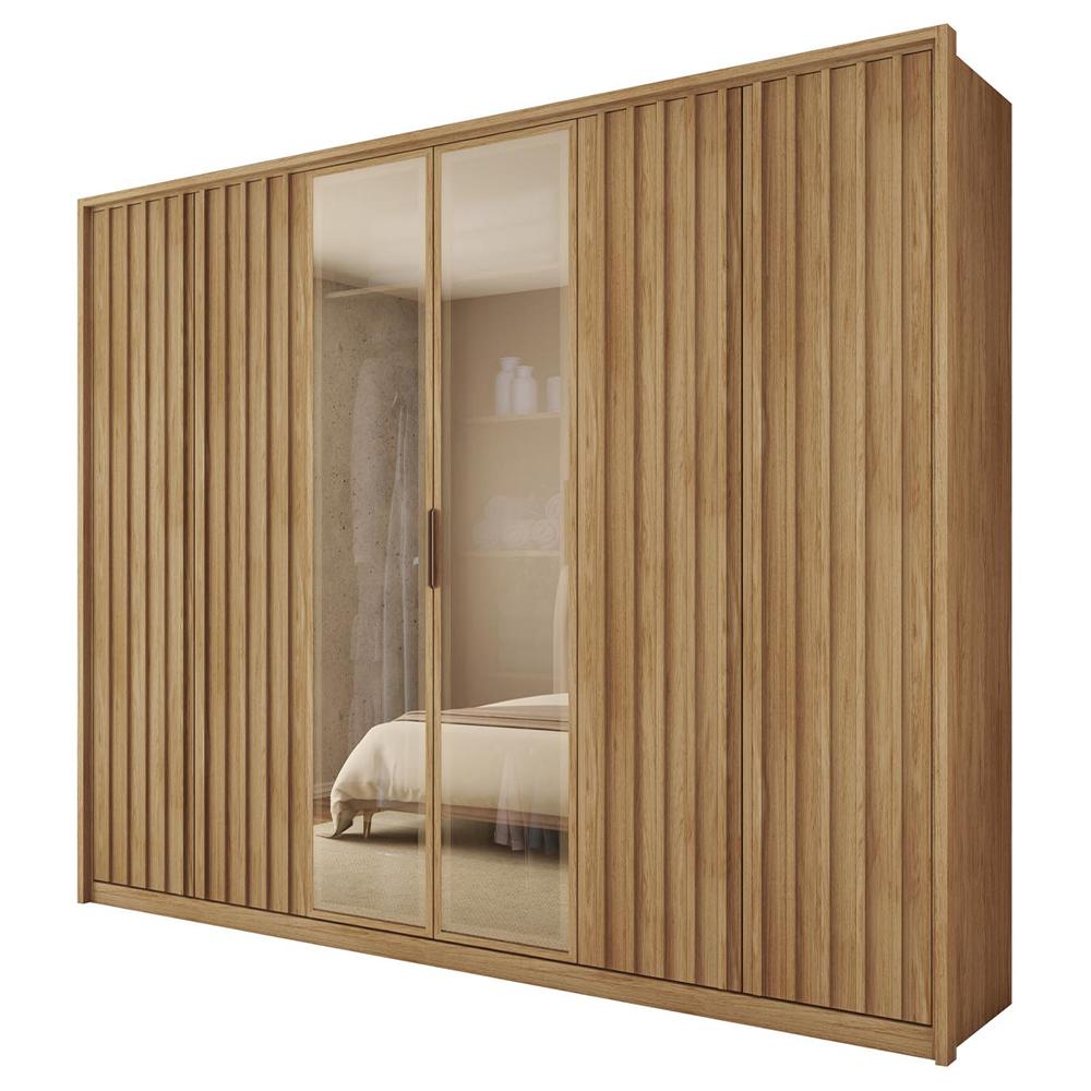 Guarda Roupa Casal 6 Portas 2 Espelhos Marrom Centurium