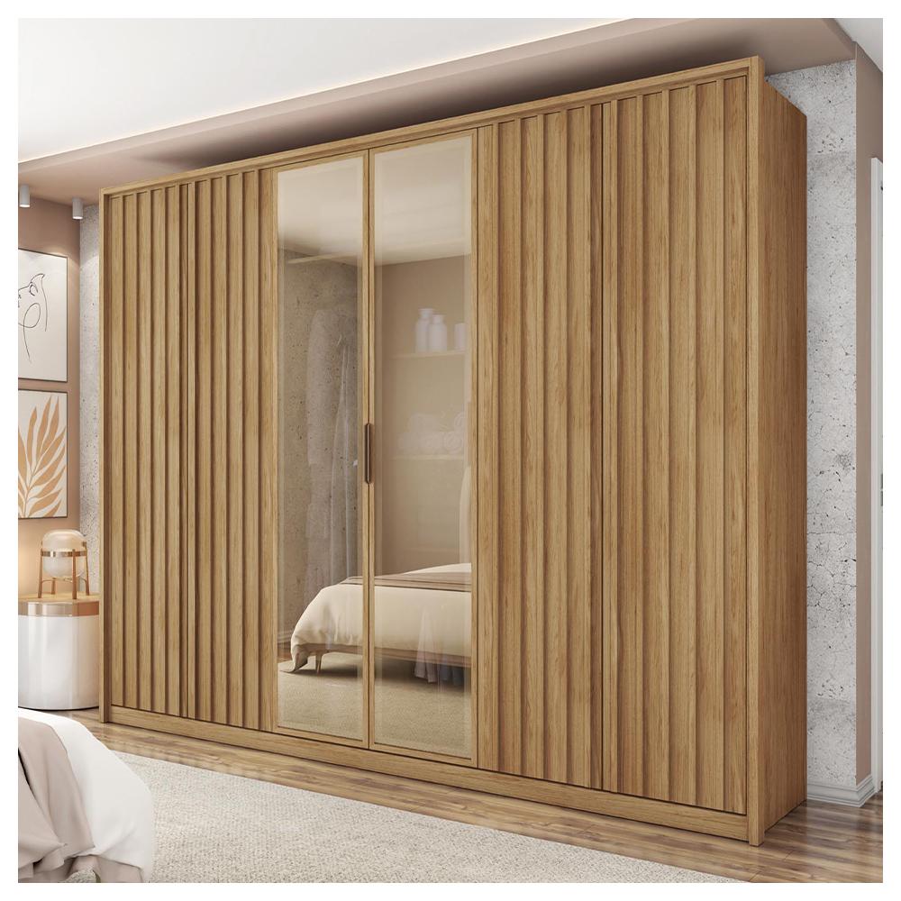 Guarda Roupa Casal 6 Portas 2 Espelhos Marrom Centurium