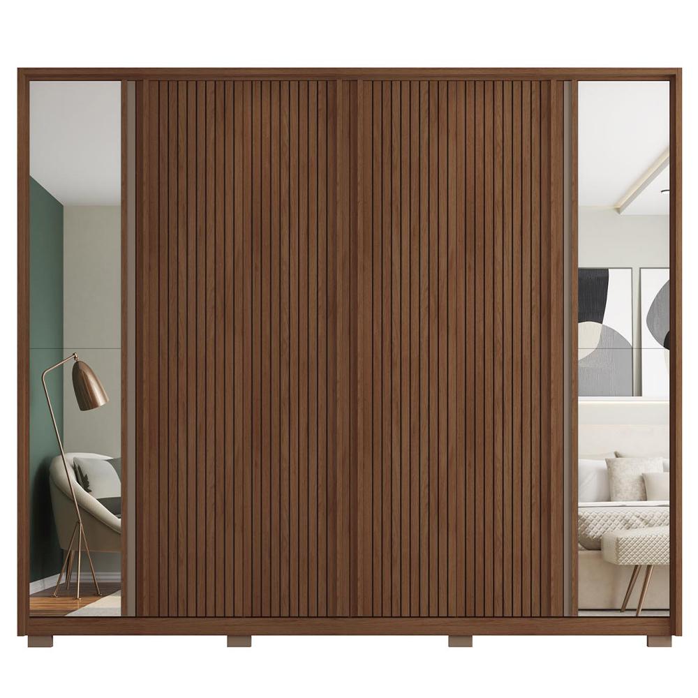 Guarda Roupa Casal 6 Portas 2 Espelhos Marrom Next