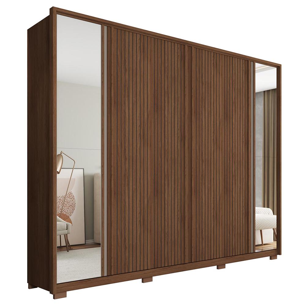 Guarda Roupa Casal 6 Portas 2 Espelhos Marrom Next