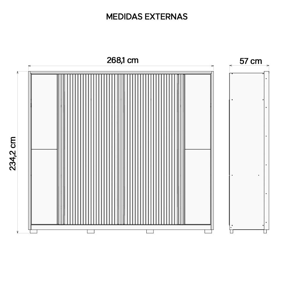 Guarda Roupa Casal 6 Portas 2 Espelhos Marrom Next