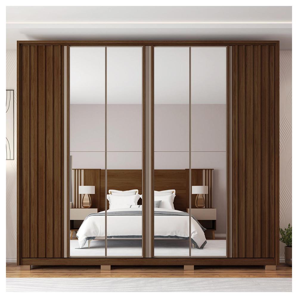 Guarda Roupa Casal 6 Portas 4 Espelhos Marrom Moon