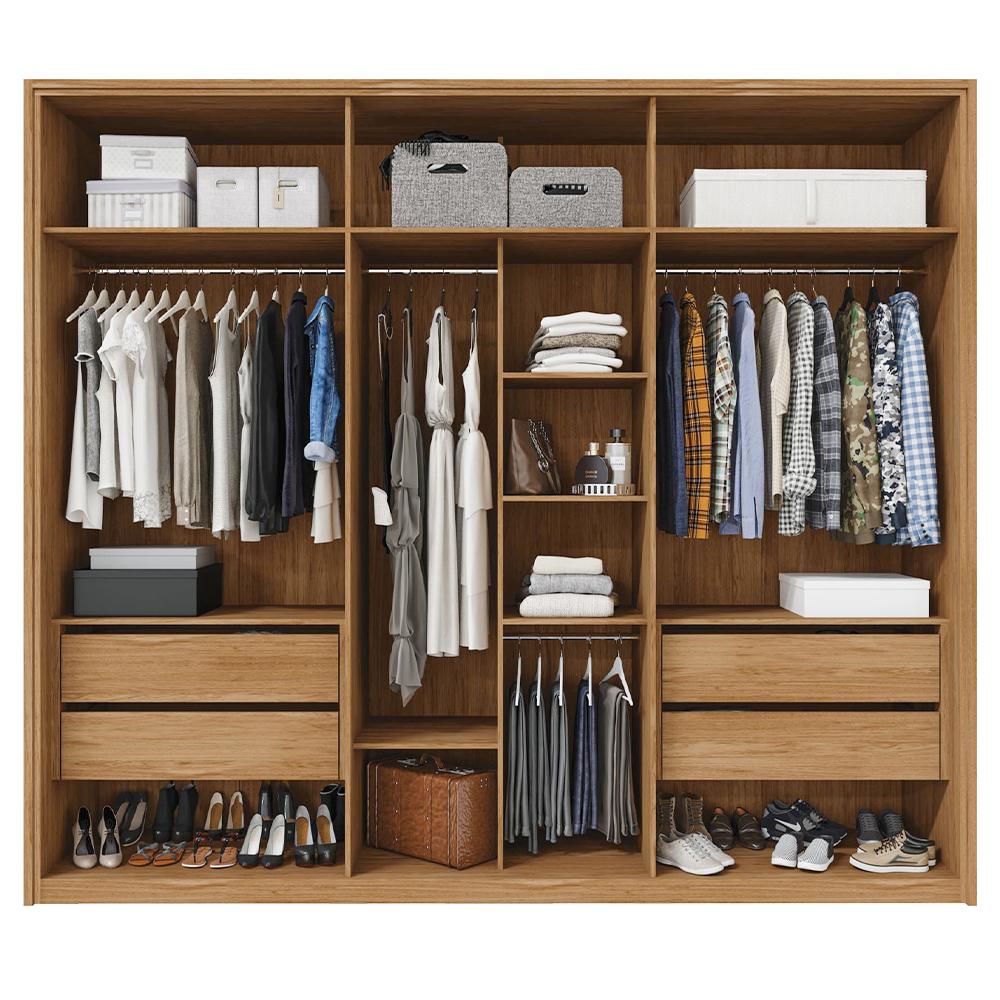 Guarda Roupa Casal 6 Portas Espelho 4 Gavetas Marrom Reflex