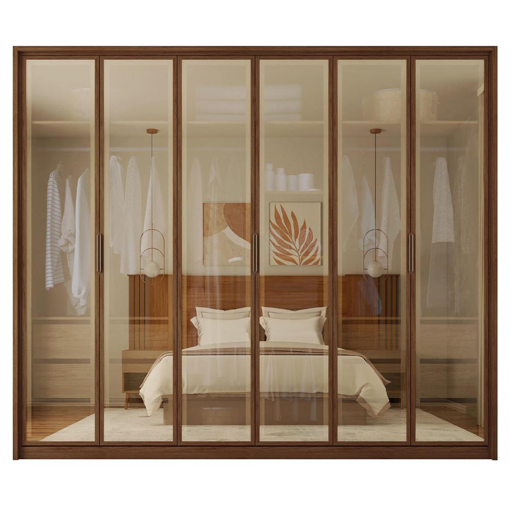 Guarda Roupa Casal 6 Portas Espelho 4 Gavetas Reflecta Marrom