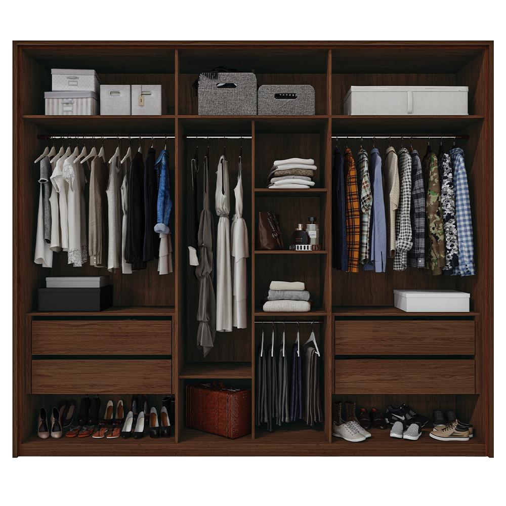 Guarda Roupa Casal 6 Portas Espelho 4 Gavetas Reflecta Marrom