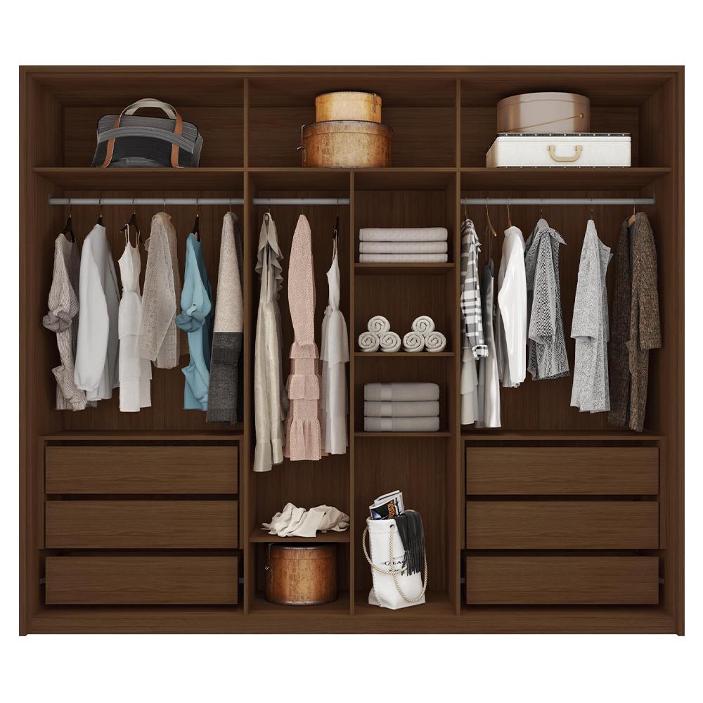 Guarda Roupa Casal 6 Portas Espelho 6 Gavetas Marrom Reflecta