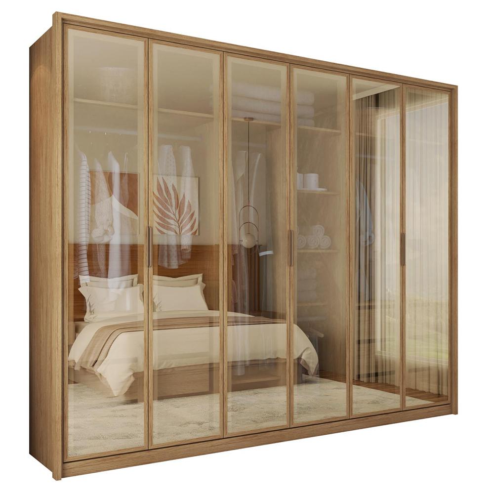 Guarda Roupa Casal 6 Portas Espelho 6 Gavetas Marrom Reflex