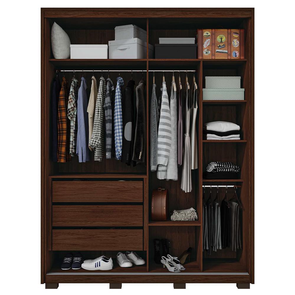 Guarda Roupa Casal Confort 2 Portas 3 Gavetas Marrom Caemmun