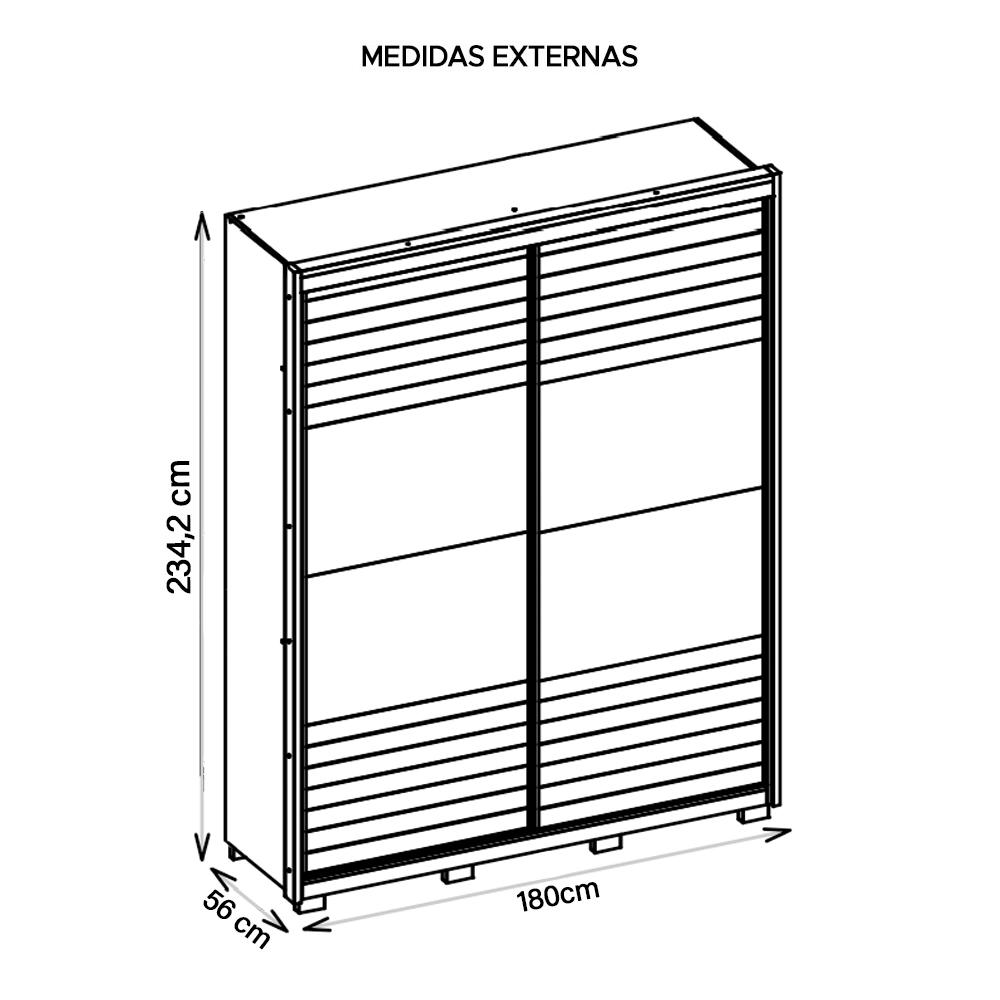 Guarda Roupa Casal Confort 2 Portas 3 Gavetas Marrom Caemmun