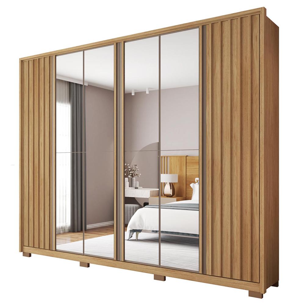 Guarda Roupa Casal Grande 6 Portas 4 Espelhos Marrom Apollo