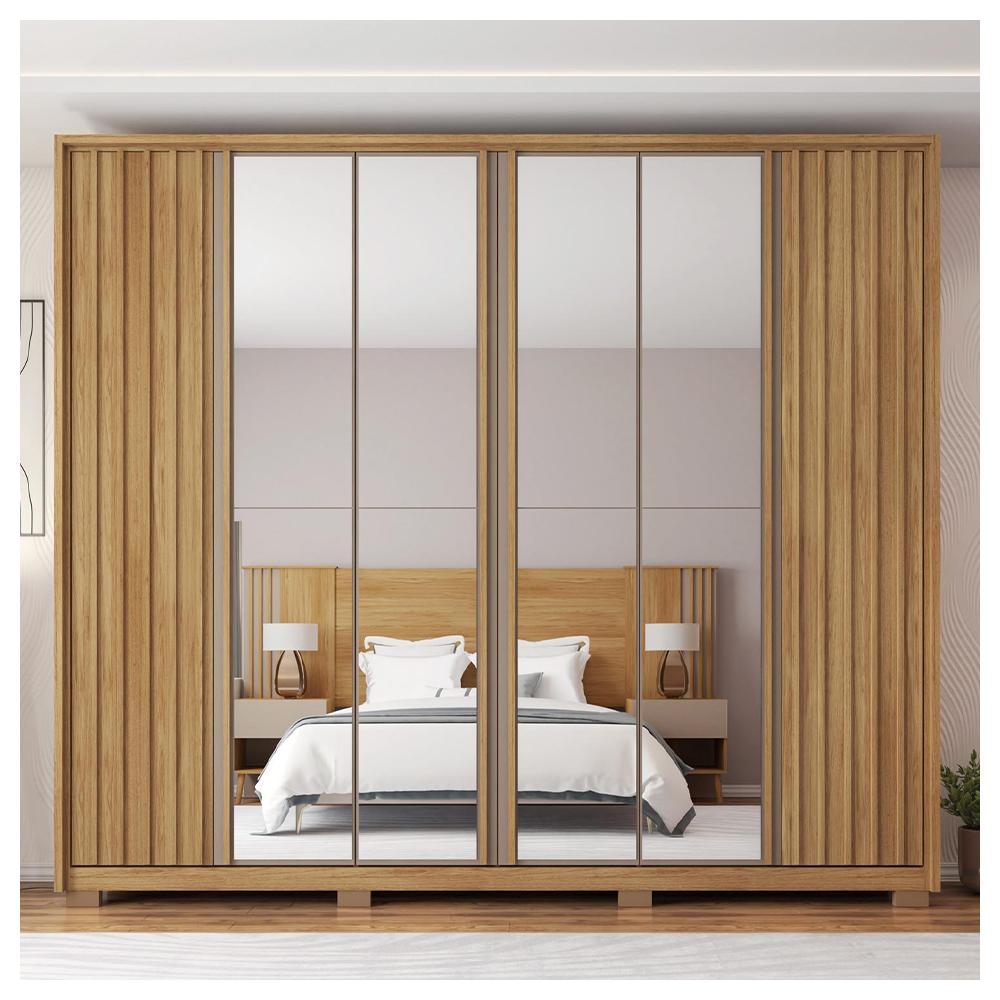Guarda Roupa Casal Grande 6 Portas 4 Espelhos Marrom Apollo