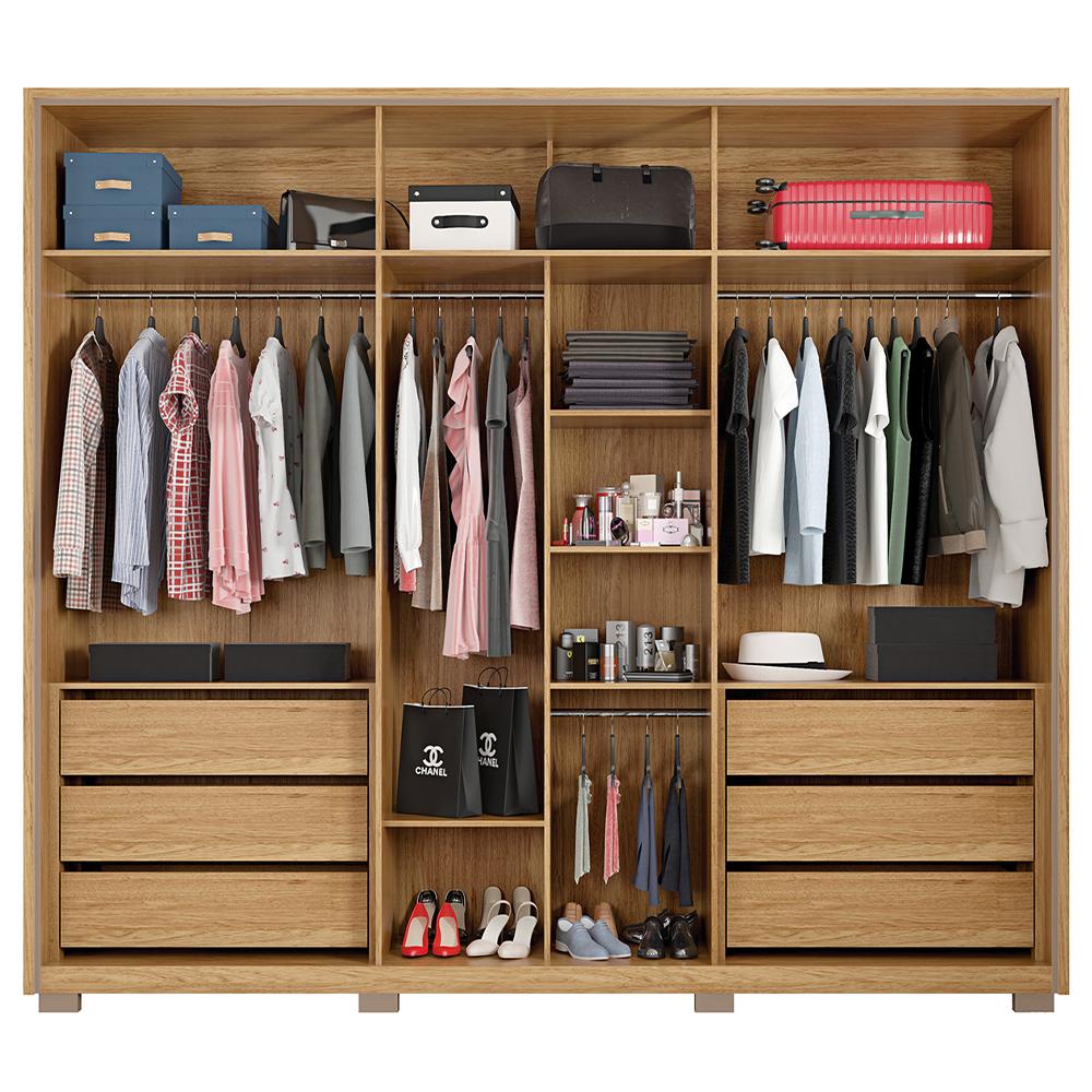 Guarda Roupa Casal Grande 6 Portas 4 Espelhos Marrom Apollo