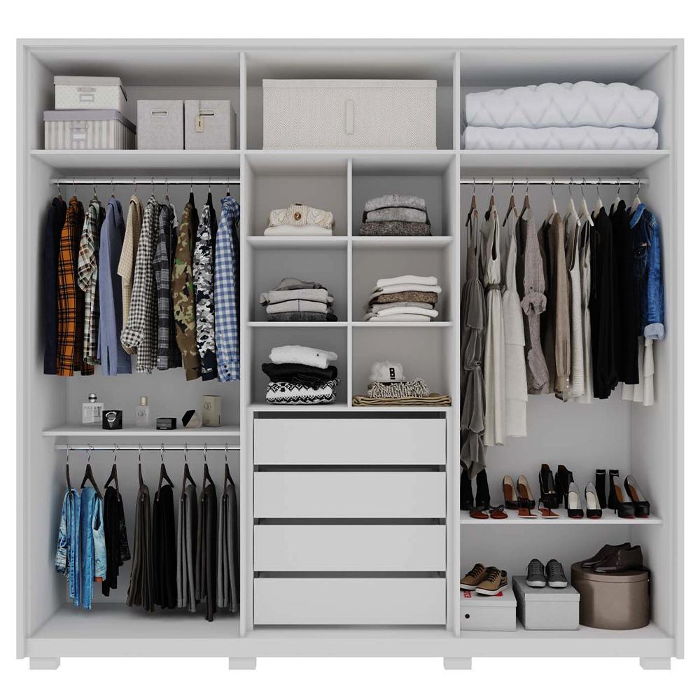 Guarda Roupa Casal Mozart 6 Portas 4 Gavetas Branco Caemmun