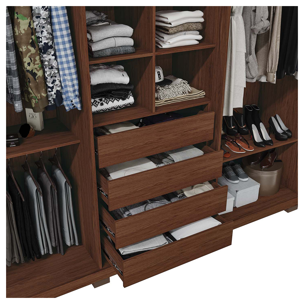 Guarda Roupa Casal Mozart 6 Portas 4 Gavetas Marrom Caemmun