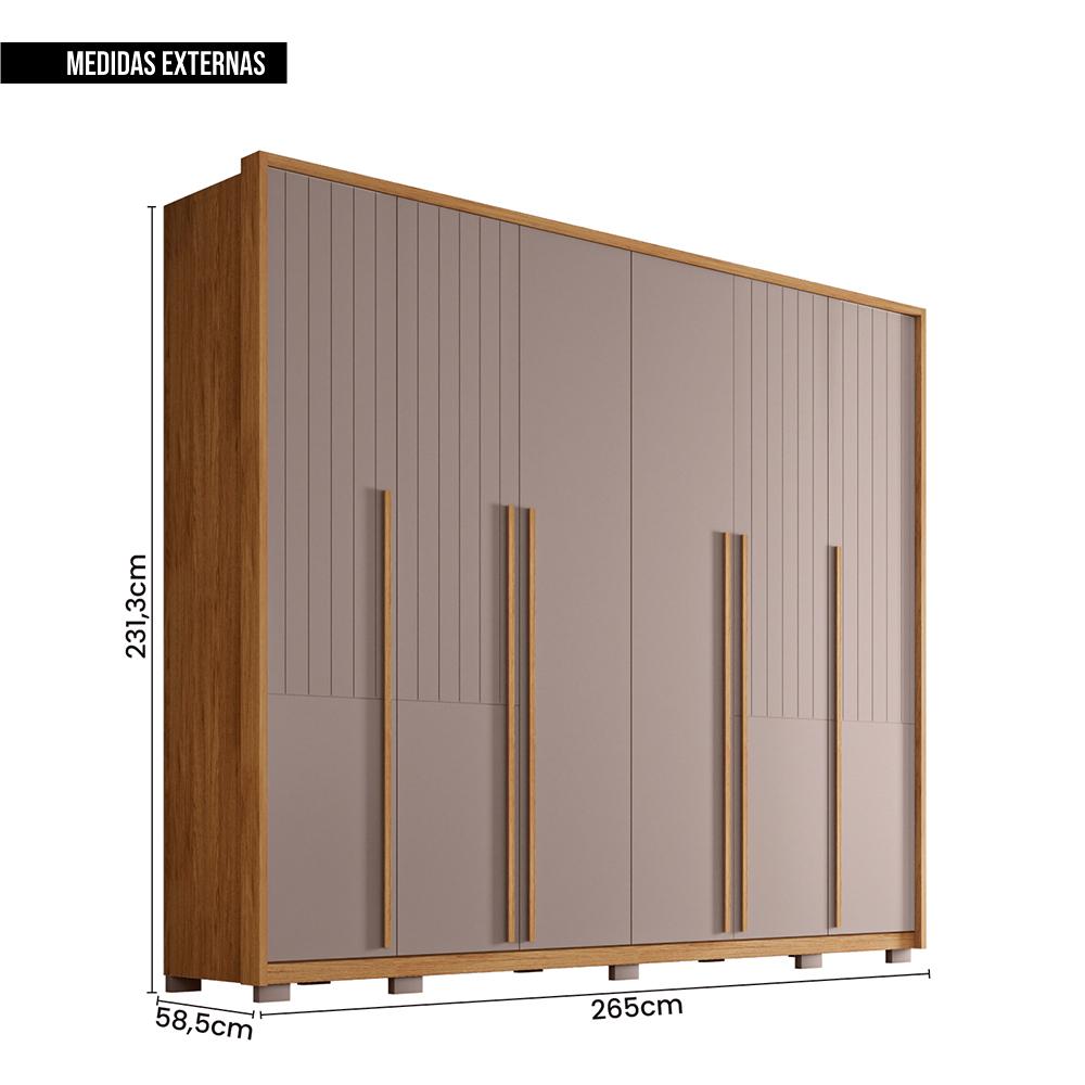 Guarda Roupa Casal Quintus 6 Portas 6 Gavetas Marrom Caemmun