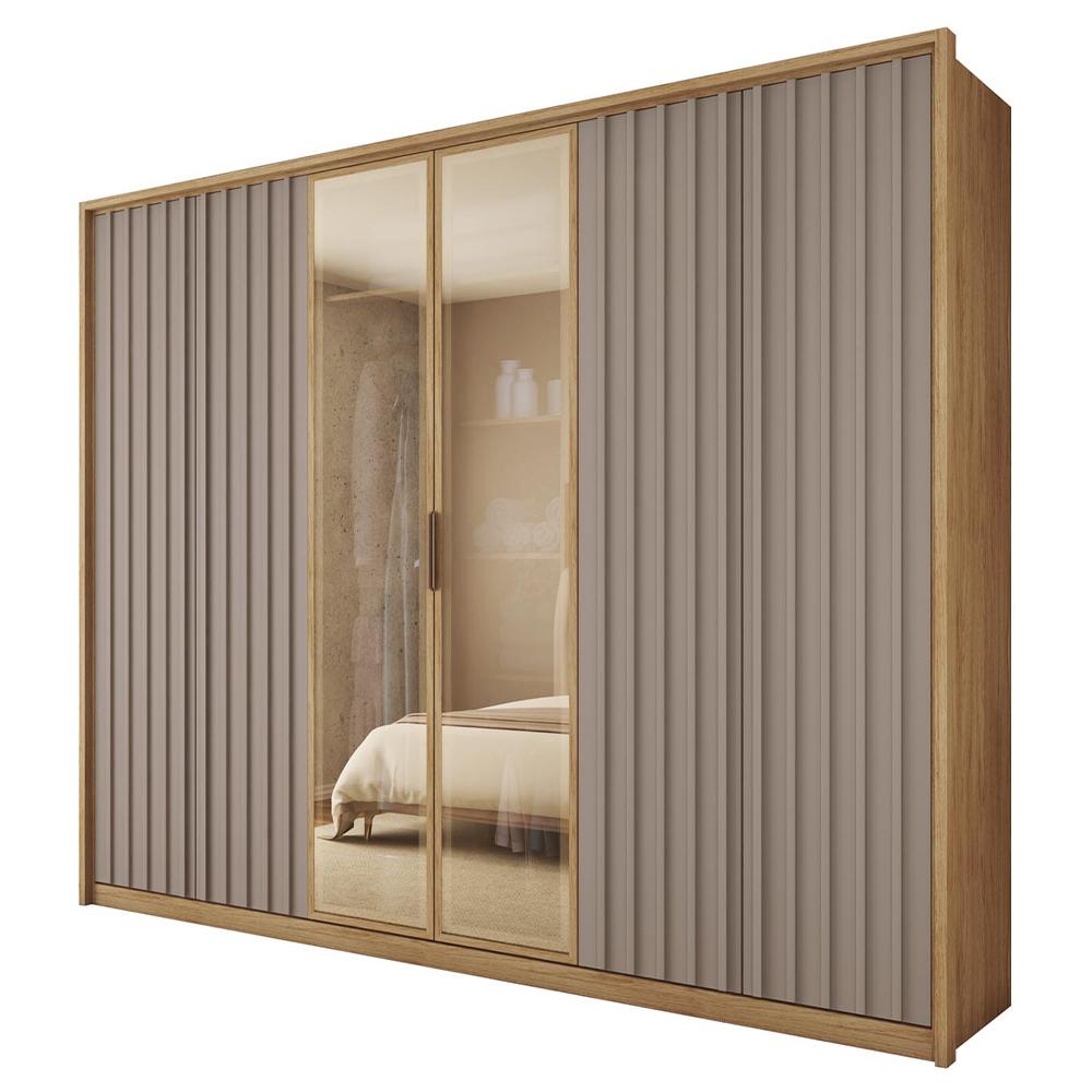 Guarda Roupa Grande 6 Portas 2 Espelhos Marrom Centurium