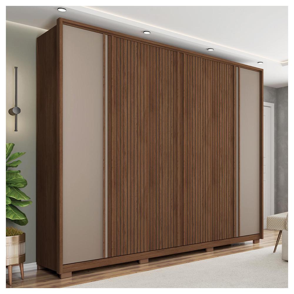 Guarda Roupa Grande Casal 6 Portas 4 Gavetas Marrom Proximus
