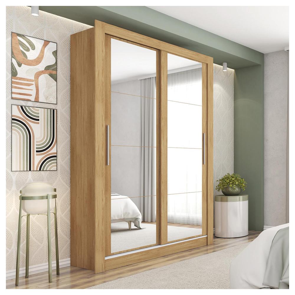 Guarda Roupa Solteiro 2 Portas Com Espelhos Marrom Glass