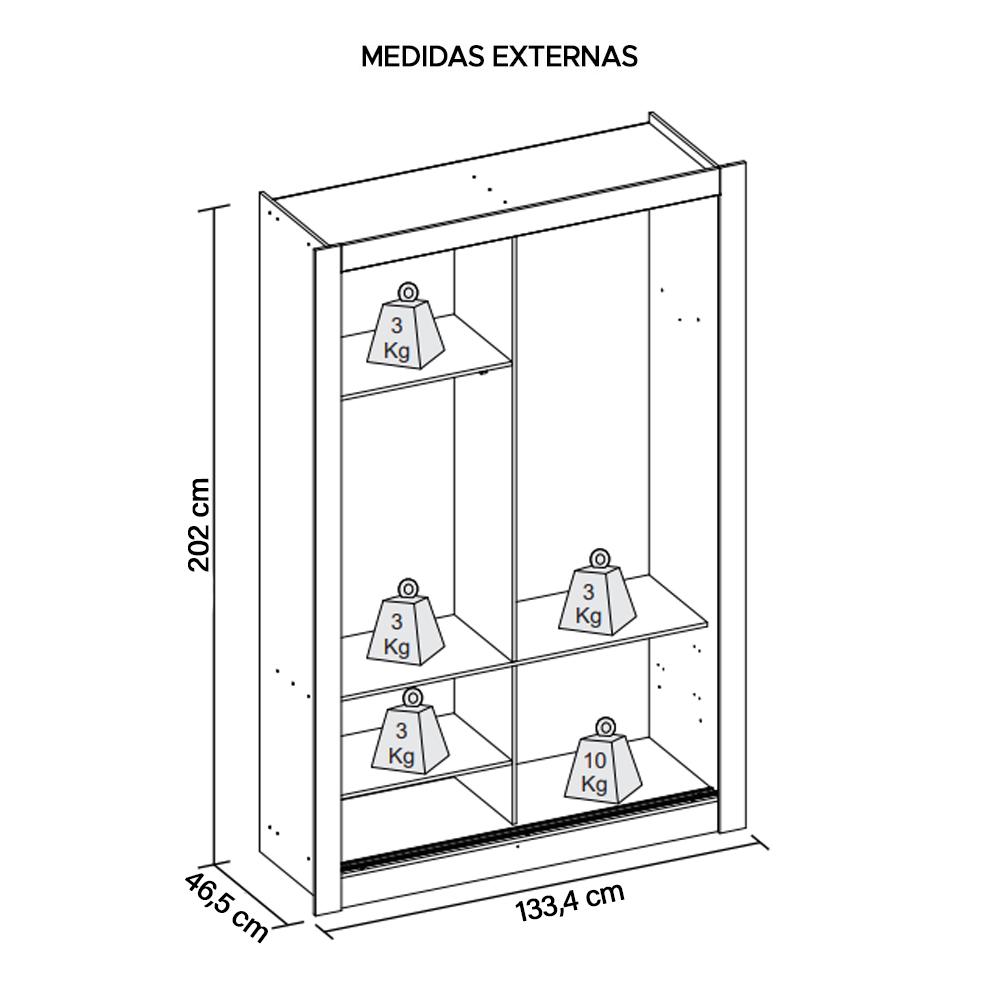 Guarda Roupa Solteiro 2 Portas Com Espelhos Marrom Glass