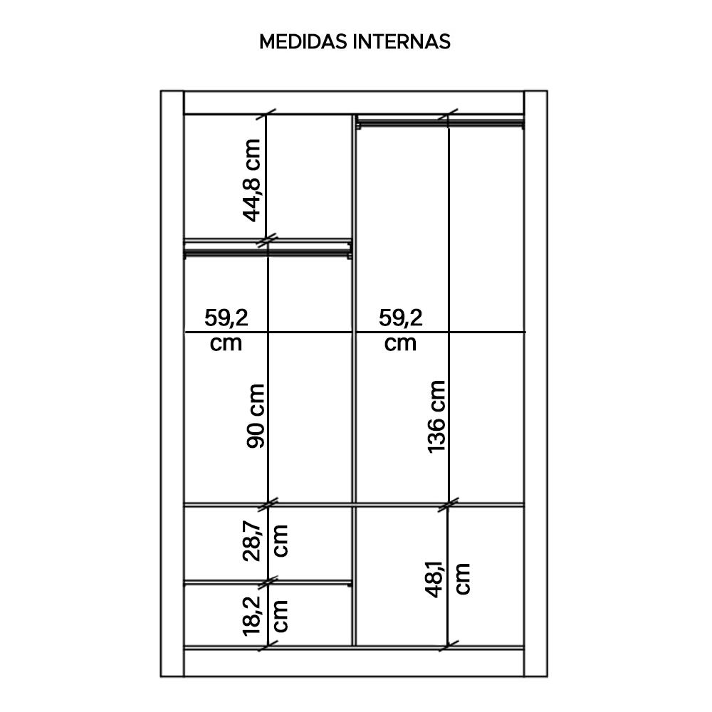 Guarda Roupa Solteiro 2 Portas Com Espelhos Marrom Glass