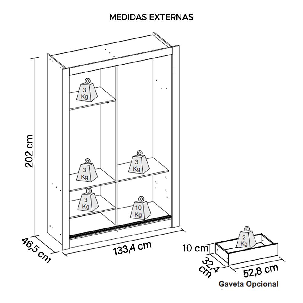Guarda Roupa Solteiro Com Espelho 2 Portas 2 Gavetas Preto
