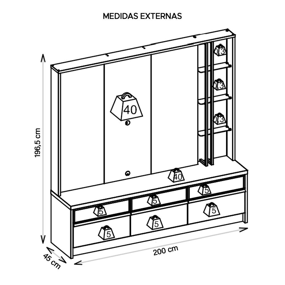Home Theater Estante Para Tv Até 65 Polegadas Vectro Caemmun