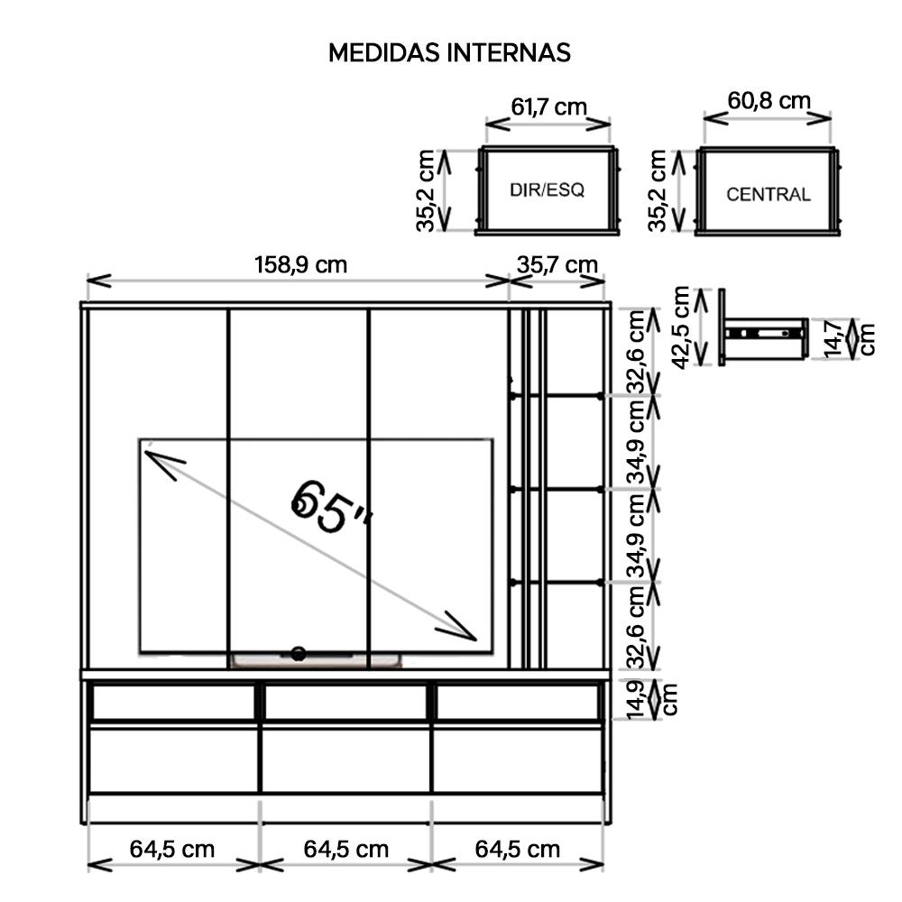 Home Theater Estante Para Tv Até 65 Polegadas Vectro Caemmun